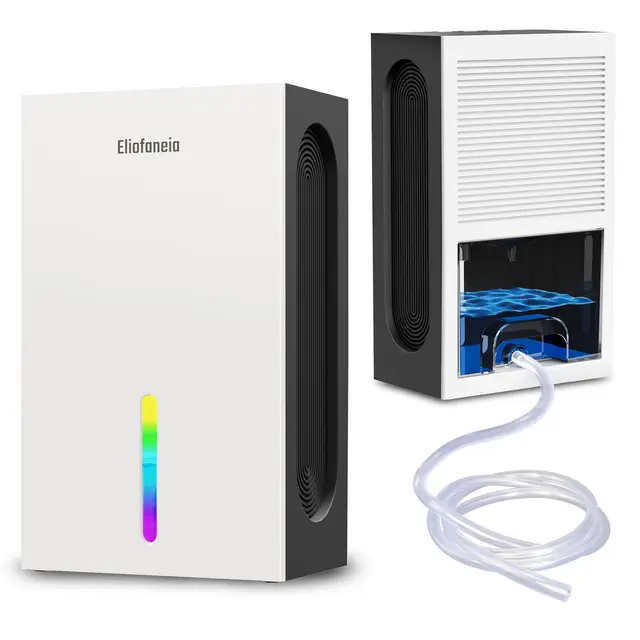 Déshumidificateur d'Air Puissant 1500ml/Jour - Technologie Unique 4 Condenseurs (+150% d'Efficacité) - Grand Réservoir 2,4L ou Drainage Continu - Ultra Silencieux, Mode Nuit, Maison & Chambre