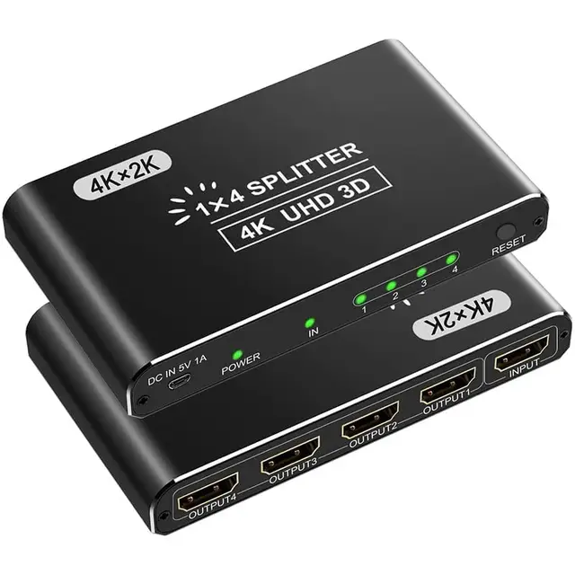 HDMI Splitter 1 Entree 4 Sorties - répartiteur hdmi 4k Compatible HDCP 4K 3D UHD 1080P HDTV pour lecteurs DVD Consoles de Jeux appareils de Streaming