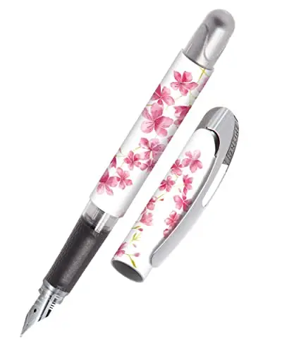 Online Stylo à encre College Cherry Blossom│ stylo plume ergonomique pour l'école │ plume moyenne, partie soft grip │ pour cartouches d'encre standard │ rechargeable │idéal pour enfants