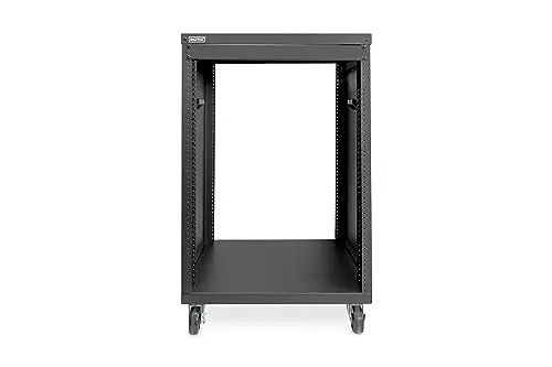 DIGITUS DN-48001 - Rack Audio - 19 Pouces - 16U - Rack d'équipement Universel - pour Accessoires Audio-vidéo - Non monté - Charge maximale 136 kg - avec roulettes - Noir