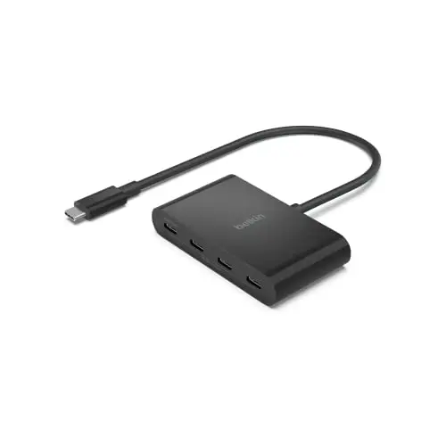 Belkin Connect Hub USB-C™ vers 4 Ports USB-C (Adaptateur multiport, 4 Ports USB-C 3.2 2e gén., PD 100 W, Transfert de données Haute-Vitesse 10 Gbit/s Max., pour MacBook, iPad, Chromebook, PC, etc.)