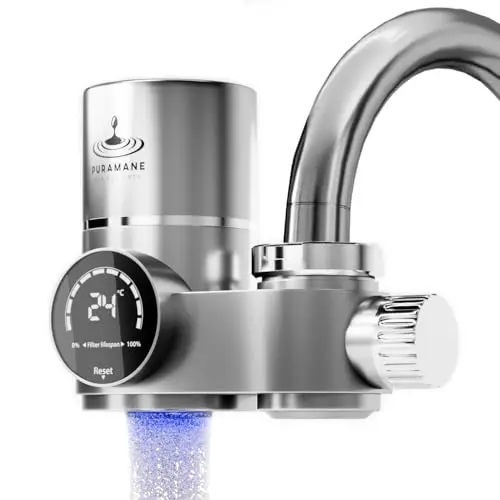 Marque Française: Filtre Eau Robinet Cuisine, Purificateur d'eau à Charbon Actif, Écran LED, Filtre à eau UV, Filtration instantanée Anti Calcaire, système avec une Cartouche Filtrante