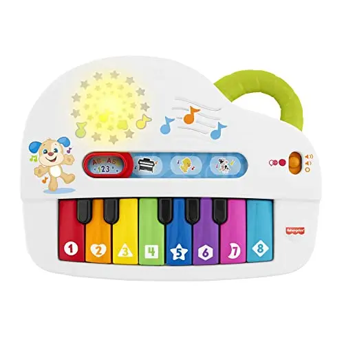 Fisher-Price Mon Piano Rigolo, jouet interactif musical et lumineux avec modes de jeu apprentissage et musique, pour bébé dès 6 mois, version Française, GFK11
