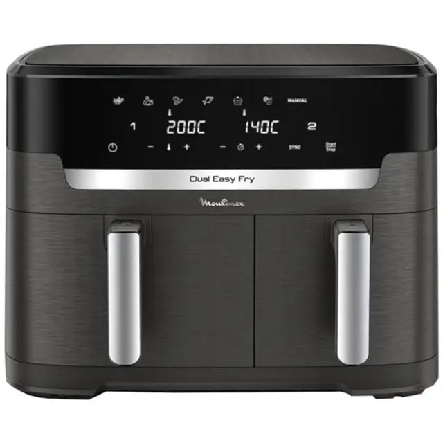 Moulinex Dual Easy Fry XXL Friteuse sans huile, Capacité 11 L, cuisson synchronisée, 7 programmes automatiques, Écran tactile, air fryer EZ942HF0