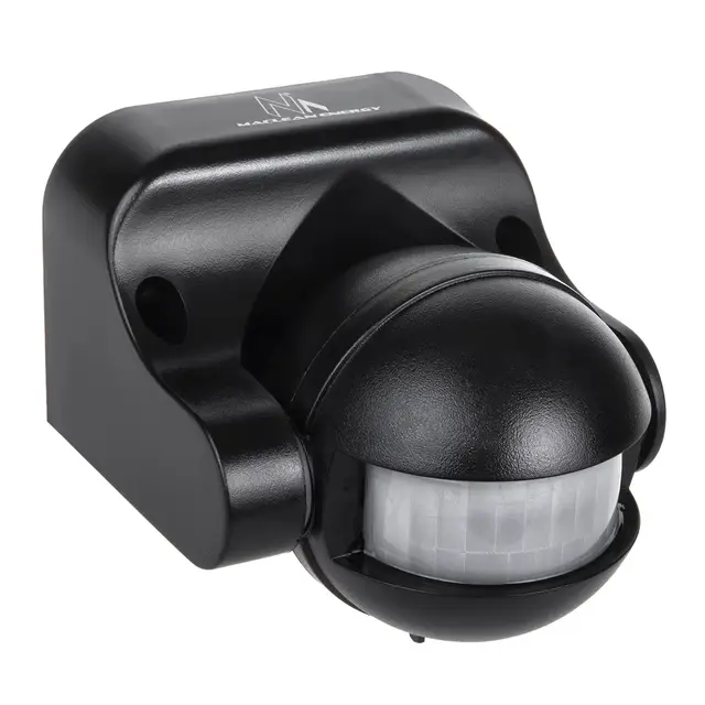 Détecteur de Mouvement PIR, Infrarouge Maclean MCE358 B, IP44, Noir, portée 12m, Charge Max. 800/1200W