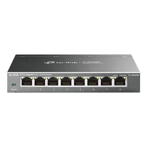 TP-Link TL-SG608E Switch Ethernet Gigabit 8 Ports Gigabit Hub RJ45, Switch Manageable, Boitier Métal, Plug-and-Play, Durable et Silencieux