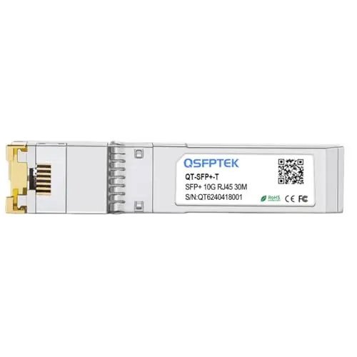 QSFPTEK Newest 10GBASE-T SFP+ RJ45 Module jusqu'à 30m,10G SFP+ vers RJ45 Copper Mini-GBIC pour Cisco SFP-10G-T-S, Ubiquiti UF-RJ45-10G, D-Link, Supermicro Autres interrupteurs