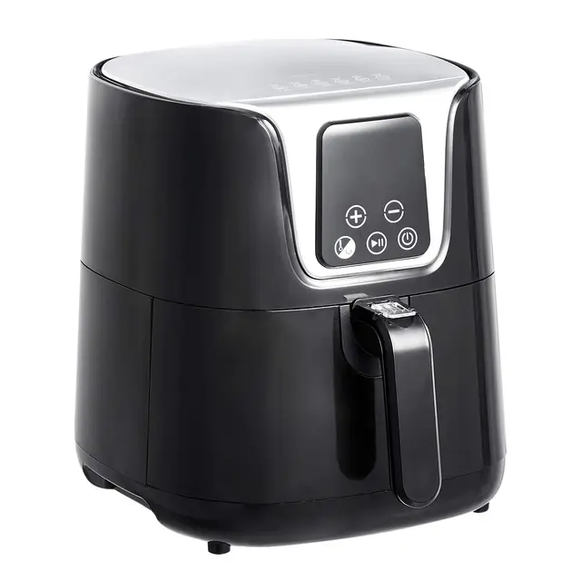 Amazon Basics Friteuse sans Huile compacte, numérique et multifonctionnelle air fryer, 4 litres, Noir / Chromé