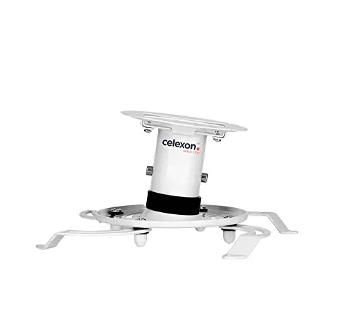 celexon Support Plafond pour vidéoprojecteur Universel PDH130 Blanc | Support de vidéoprojecteur inclinable & pivotant avec Rotation de 360° et Distance au Plafond de 13 cm | Charge Max. 15Kg