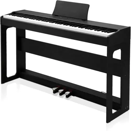 LALAHO Piano Numériques 88 Touches avec 3 Pédales Professionnelles, MIDI-USB, Audio Bluetooth, 2 Haut-Parleurs Stéréo, Convient Aux Adultes, Débutants (Noir, 104)