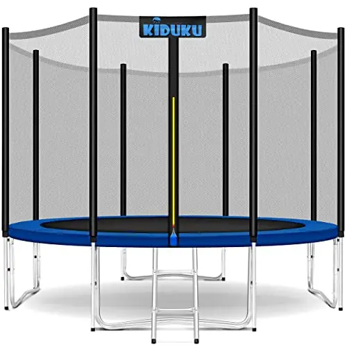 KIDUKU® Trampoline Ø 244/305/366/427 cm | Kit Complet avec Filet de sécurité, échelle, Housse de Bord, ancrage au Sol et Accessoires | Trampoline de Jardin pour Enfants Charge maximale 150 kg