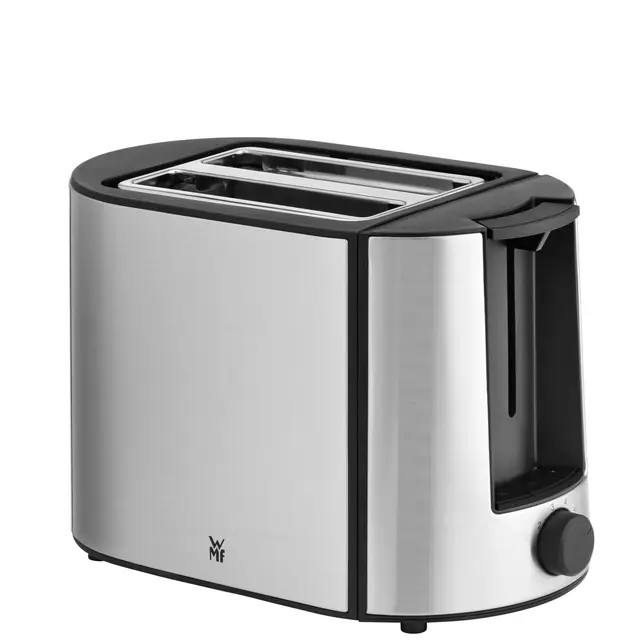 WMF Bueno Pro grille-pain 2 tranches, grille-pain double fente en acier inoxydable avec accessoire pour petits pains, 2 tranches, 6 niveaux de brunissage, 870 W, acier inoxydable mat