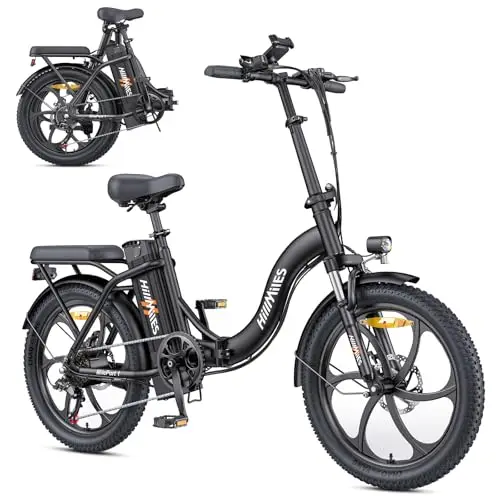 HillMiles MilePort 1 Vélo Électrique Pliant Adulte, Autonomie 100 km,Batterie 36V 13Ah Amovible, Pneus Fat 20×3.0, Vitesse 25 km/h, 250W, VAE Idéal Ville & Trajets Quotidiens