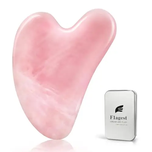 Flagest Gua Sha Visage Corps - Quartz Rose Jade - Facial Gua Sha -Outil de Massage d'acupuncture Anti Rides pour le Yeux, le Cou
