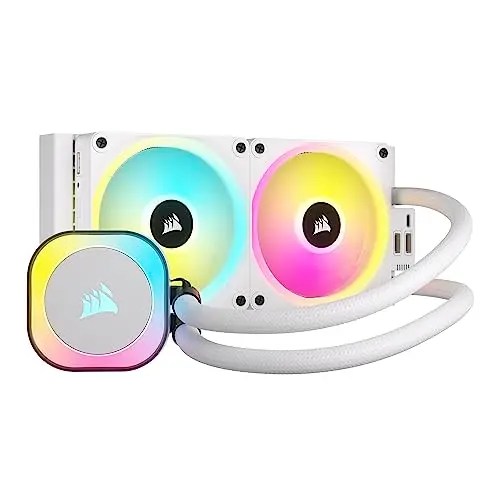 CORSAIR iCUE Link H100i RGB Liquid CPU Cooler - 240mm AIO - Ventilateurs QX120 RGB - Convient à Intel® LGA 1700, AMD® AM5 - Hub Système iCUE Link Inclus - Blanc