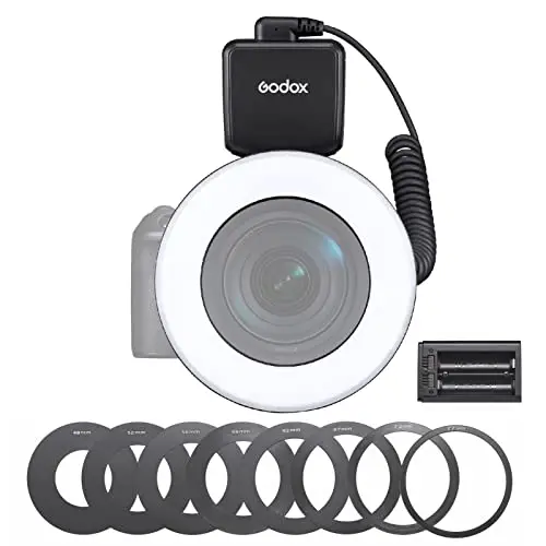 GODOX RING72 Macro LED Video Light Professional Photography Fill Light 72PCS LED Perle 5600K 10 Niveaux de Luminosité Réglable Anneau Adaptateur 49mm-77mm