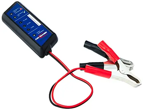 ANSMANN Testeur de batterie de voiture Power Check (1 pce) – Testeur de batterie 12V avec pinces croco – Tensiomètre professionnel pour batterie auto
