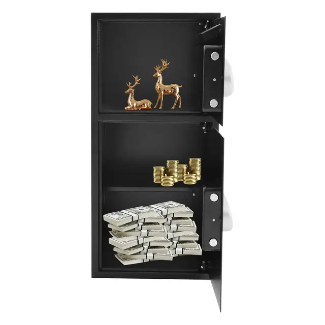 Grand coffre-fort électronique 80 x 40 x 40 cm - Avec serrure à combinaison et clé - Montage mural et au sol - Coffre-fort avec fente et 2 compartiments pour argent, bijoux et documents