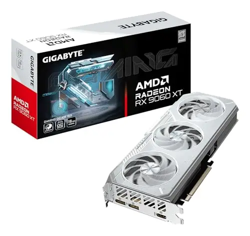 GIGABYTE Gaming Carte Graphique Radeon RX 9060 XT OC Ice 16G - 16GB GDDR6, 256bit, PCI-E 5.0, 3320 MHz Core Clock, 2 x DisplayPort, 1 x HDMI, GV-R906XGAMINGOCICE-16GD