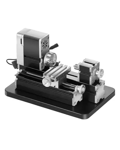 VEVOR Mini Tour à Métaux Didactique 70 x 130 mm 20000 tr/min 36 W Moteur Haute Puissance, Mandrin à 3 Mâchoires, Tour à Métaux Compact avec Protection pour Usinage Traitement de Pièces de Précision