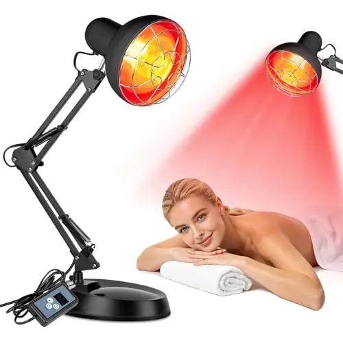 Cozion Lampe à lumière rouge de 100 watts lampe chauffante infrarouge - température réglable, lampe infrarouge avec support et minuterie