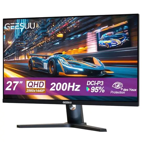 Ecran PC Gamer 27 Pouces, Ordinateur 200hz, QHD 1440p, IPS, 1ms, 95% DCI-P3, Eye Care Screen, 1200:1, Gaming HDMI 2.1 & DP 1.4