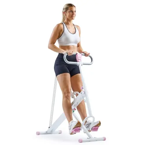 Sunny Health & Fitness Appareil Row-N-Ride Squat Assist, Équipement d’Entraînement Pliable avec Résistance Réglable, Machine de Fitness à Domicile pour Travailler Bras, Fessiers et Jambes, Option Plus