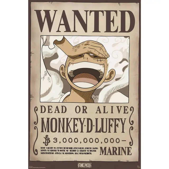 GB Eye – Poster ONE PIECE Chibi Wanted Luffy Wano – Produit Officiel – Format 52 x 38 cm – Papier Laminé Haute Qualité – Affiche Manga, beige