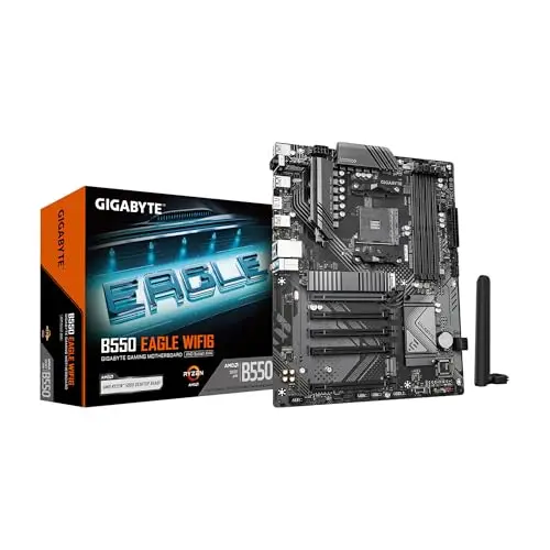 GIGABYTE B550 Eagle WIFI6 Carte mère - Processeurs AMD Ryzen série 5000 G, VRM 10+3+1 Phases, jusqu'à 3200 MHz DDR4, 1xPCIe 4.0 + 1xPCIe 3.0 M.2, LAN 1GbE, WiFi 6, USB 3.2 Gen 2