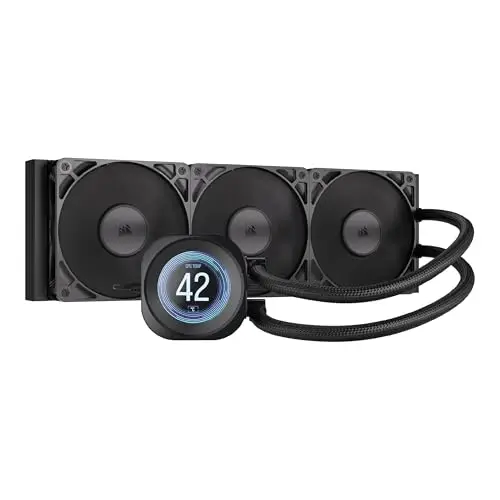 CORSAIR NAUTILUS 360 RS LCD AIO pour CPU, Inclus 3x RS120 – Noir | Ecran LCD IPS 5.3cm, Radiateur 360 mm, Intel LGA 1851/1700, AMD AM5/AM4, Connexions série simples