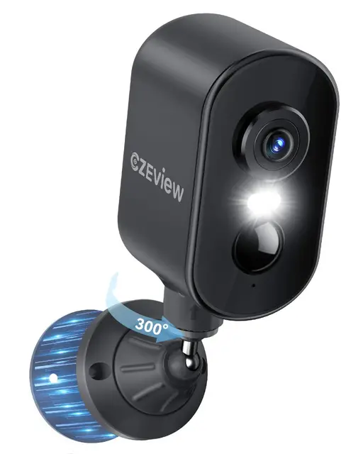 CZEview Caméra de Surveillance extérieure 2K Batterie, Montage magnétique, 300° PTZ Horizontal, Détection de Mouvement, WLAN Caméra de Surveillance extérieure/intérieure sans Fil, 2.4G (Noir)