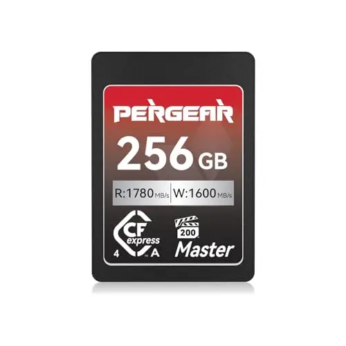Pergear Carte mémoire CFexpress 4.0 type A 256 Go, 1780 Mo/s lecture, 1600 Mo/s écriture, 4K 120P, 8K 30P (Master Series), Sony Alpha et FX