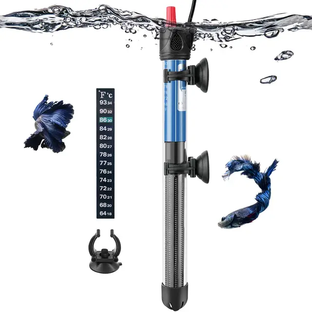 Chauffage pour Aquarium 25W 50W 100W 200W 300W Chauffage Submersible en Verre pour Aquariums de 10 à 300 litres pour Poissons et Tortues (300W)