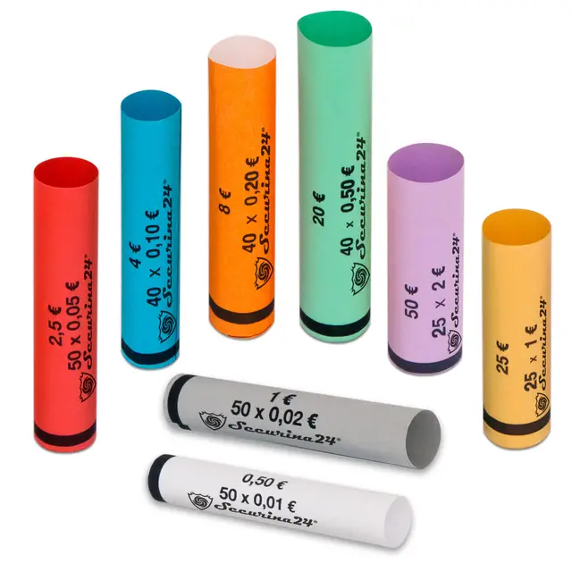 Securina24 Tubes pour pièces de Monnaie 1 Centime à 2 Euros, ou 119 pièces mélangées (119 pièces mélangées)