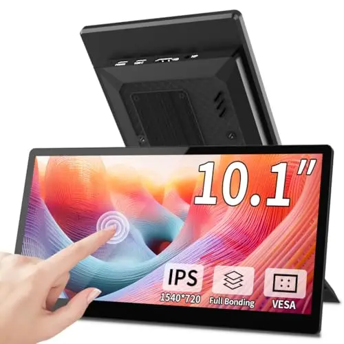 Mini Moniteur Tactile 10,1 ", IPS 1540 × 720 USB-C, HDMI, Portable, avec Haut-Parleur, Barre Extensible pour PC, Ordinateur Portable, Rasp PI AIDA64 STEM DIY