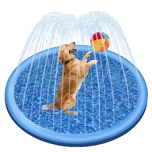 Jsdoin Piscine gonflable pour chiens - 100 cm - Pliable - Épais - Tapis de jeu pour l'été, le jardin, la plage, l'arrière-cour - Bleu