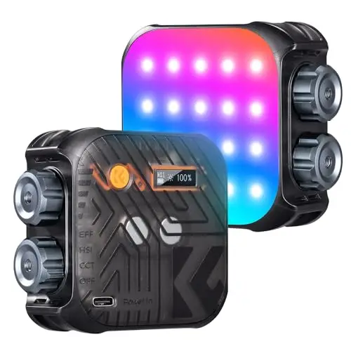 K&F CONCEPT Lampe Vidéo RGB, Lampe Photo Portable à 360°, 21 Effets Lumineux, 2500K-9900K CRI 96+, pour Vlogging,Selfie,Photographie Main à la Main,Noir