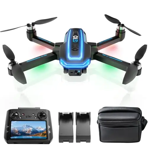 G10 GPS Drone avec Caméra Professionnel 4K EIS(Radiocommande avec Écran)45 Mins de Vol,Transmission Max 600m/1968ft,Suivi de Sujet,Retour Auto,FPV Quadcopter pour Adultes et Débutants,Moins de 249g,C0
