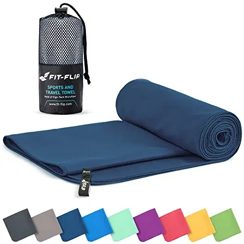 Fit-Flip Serviette Microfibre - pour Le Sport, Musculation et la Piscine - compacte, Ultra-légère et Rapidement sèche - Parfait pour Natation, Plage et Voyage