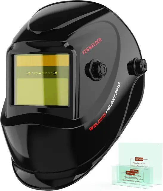 YESWELDER Masque Soudure Couleur Vraie 92.5x42.5mm, Casque Soudure Auto-Obscurcissant Filtre Anti-Lumière Bleue Réponse 1/30000s, Masque de Soudage 4/9-13 pour MIG Arc TIG