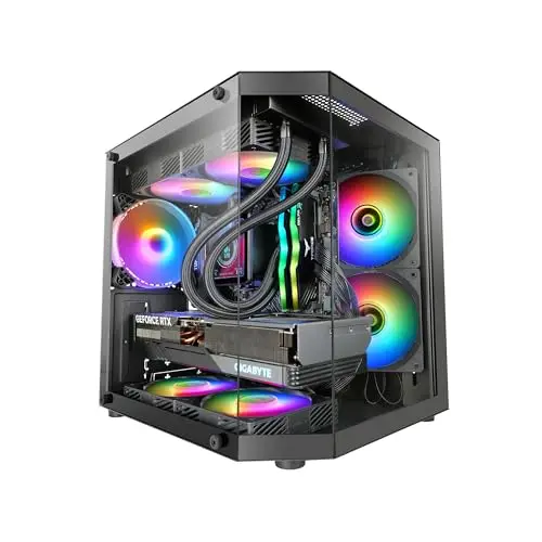Mars Gaming MC-3TLITE, Boîtier Gaming MicroATX, Triple Verre Trempé Continu, Ventilateur Arrière FRGB 120mm, Structure à Double Chambre, Mini Tour PC Compacte avec Grande Capacité Interne, Noir