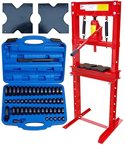 CARMAX Presse d'atelier 12T - Presse hydraulique + Ensemble de pièces de pression 52 pièces – Presse à cadre hydraulique avec presse à tige 12000kg