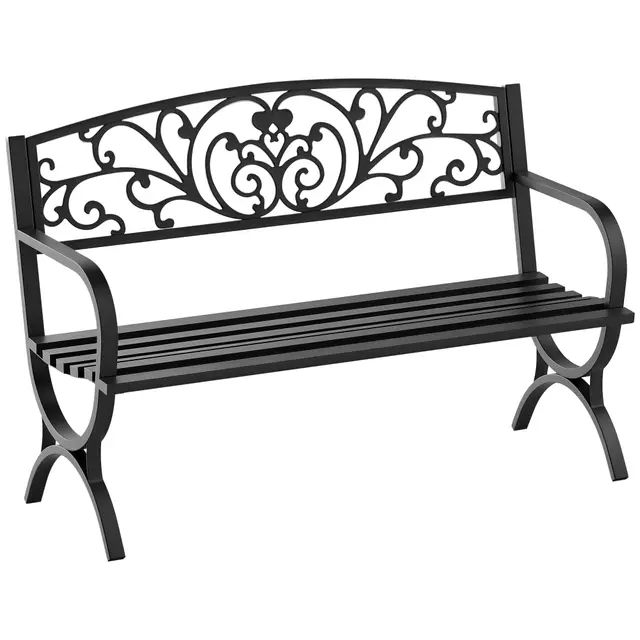Outsunny Banc de Jardin en Acier et Fonte 2 Places 84B-009