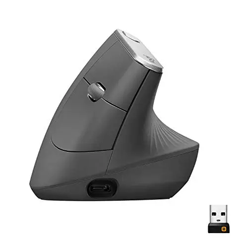 Logitech MX Vertical Souris Ergonomique sans Fil, Multi-Dispositifs, Bluetooth ou 2,4 GHz avec Récepteur USB Unifying, Suivi Optique 4000 PPP, 4 Boutons, Charge Rapide,Portable/PC/Mac/iPad OS-Graphite