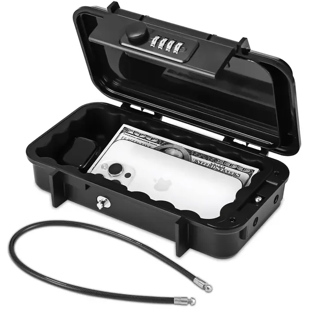 Coffre fort portable multi fonctionnel ABS avec code de sécurité grande capacité résistant aux chocs et aux chutes idéal pour la maison mini boîte à sécurité discrète boîte à code pratique et sans clé
