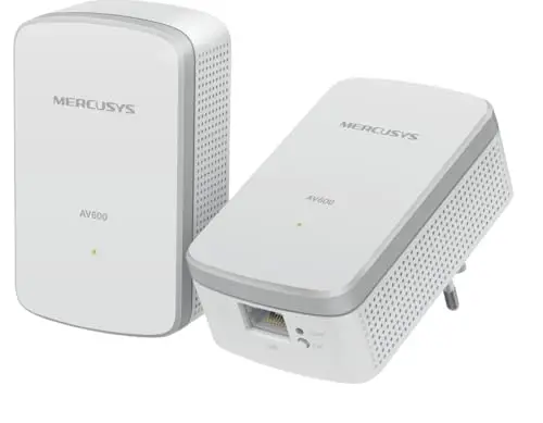 Mercusys MP300 KIT CPL AV600 – Kit de 2 Adaptateurs Powerline 600 Mbps, Port Fast Ethernet, Jusqu’à 300 m sur Circuit électrique, Plug & Play, Économiseur d’énergie