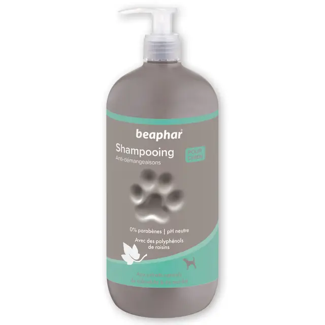 BEAPHAR – Shampoing Anti-démangeaisons pour chien – Aux extraits naturels de Calendula, de Menthe & du polyphénol de raisin – Apaise les démangeaisons et irritations –pH neutre & sans parabens – 750ml