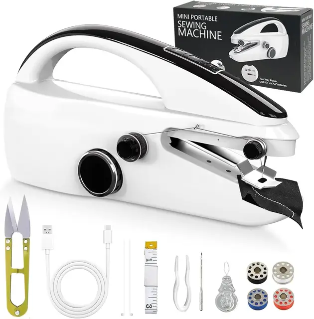 Mini Sewing Machine – Mini Machine à Coudre Portative à Main pour Débutants, Sans Fil, 2 Vitesses, Kit d’Accessoires Complet – Idéale pour Retouches Rapides, Voyages et Loisirs Créatifs