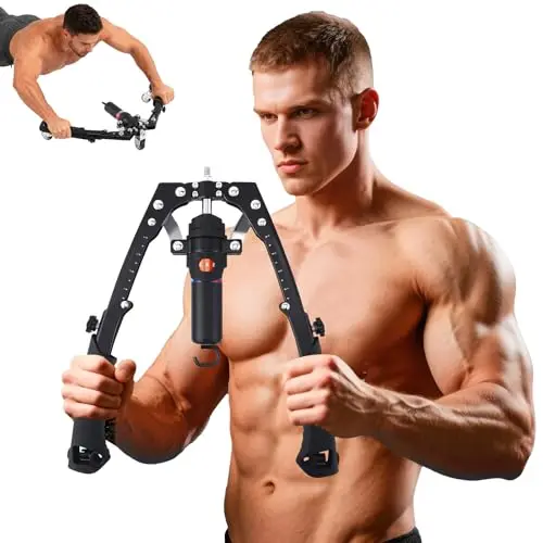 Power Twister 2 en 1 - 10 ~ 200 kg, Roue à roulettes Hydraulique Réglable, Musculation Avant Bras pour Pectoraux, Bras, Épaules, Abdos et Dos, Appareil d'Entraînement Portable Musculation Homme