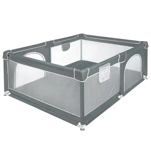 Parc pour bébé, centre d'activités pour enfants, pour l'intérieur, avec base antidérapante, grille de protection, stable, matériau imperméable,120 * 160 * 66cm-Gris foncé